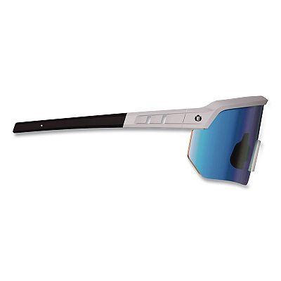 ergodyne Skullerz AEGIR Color Enhancing Anti-Scratch and Enhanced Anti-Fog Safety Glasses with Mirror Lens, Matte Gray Frame, Ice Blue (55231)