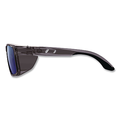 ergodyne Skullerz SIXTEN Anti-Scratch/Enhanced Anti-Fog Safety Glasses w/Side Shield, Polarized Mirrored Lens, Translucent Smoke, Blue (58240)