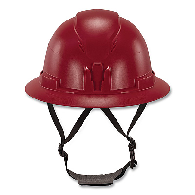 ergodyne Skullerz 8963 Full Brim Class E Safety Helmet, 6-Point Rachet Suspension, Full Brim, Red (60544)