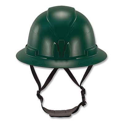 ergodyne Skullerz 8963 Full Brim Class E Safety Helmet, 6-Point Rachet Suspension, Full Brim, Green (60545)