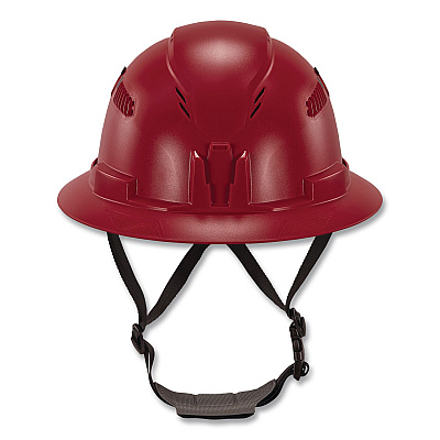ergodyne Skullerz 8964 Full Brim Class C Safety Helmet, 6-Point Ratchet Suspension, Red (60564)