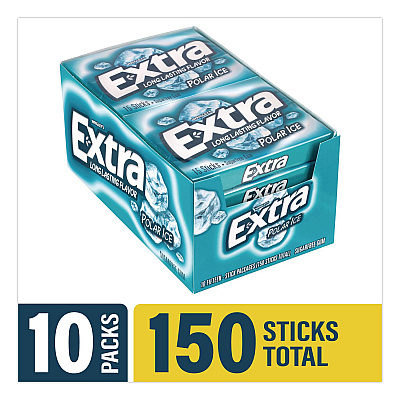 Wrigley's Extra Polar Ice Sugar-Free Gum, Polar Ice, 15 Sticks/Pack, 10 Packs/Carton (22002641)