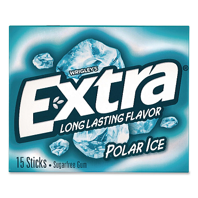 Wrigley's Extra Polar Ice Sugar-Free Gum, Polar Ice, 15 Sticks/Pack, 10 Packs/Carton (22002641)