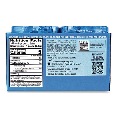 ICE BREAKERS Ice Cubes Peppermint Sugar-Free Gum, Peppermint, 40 Cubes/Bottle, 4 Bottles/Carton (22002645)