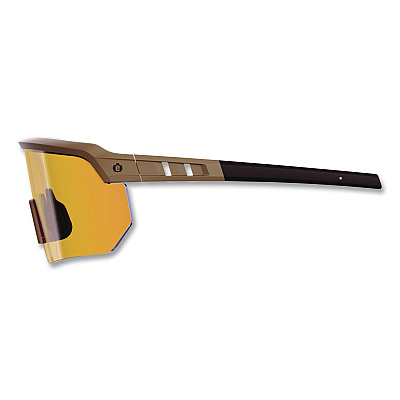 ergodyne Skullerz AEGIR Color Enhancing Anti-Scratch and Enhanced Anti-Fog Safety Glasses with Mirror Lens, Matte Desert Frame, Yellow (55232)