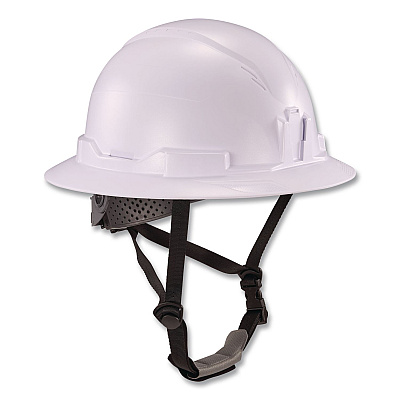 ergodyne Skullerz 8963 Full Brim Class E Safety Helmet, 6-Point Rachet Suspension, Full Brim, White (60540)