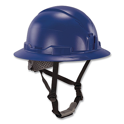 ergodyne Skullerz 8963 Full Brim Class E Safety Helmet, 6-Point Rachet Suspension, Full Brim, Blue (60543)