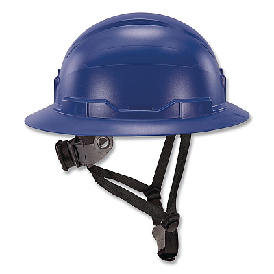 ergodyne Skullerz 8963 Full Brim Class E Safety Helmet, 6-Point Rachet Suspension, Full Brim, Blue (60543)
