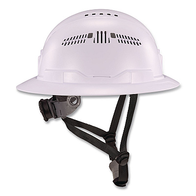 ergodyne Skullerz 8964 Full Brim Class C Safety Helmet, 6-Point Ratchet Suspension, White (60560)