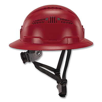 ergodyne Skullerz 8964 Full Brim Class C Safety Helmet, 6-Point Ratchet Suspension, Red (60564)