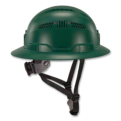 ergodyne Skullerz 8964 Full Brim Class C Safety Helmet, 6-Point Ratchet Suspension, Green (60565)