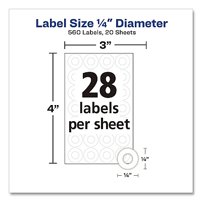 Avery Hole Reinforcement Labels, 0.25 dia, White, 560/Pack (6734)