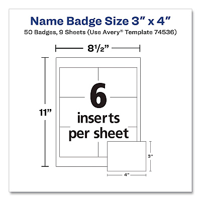 Avery Clip-Style Name Badge Kit, Clear, 3 x 4 Insert, 50 Badges/Box (74536)