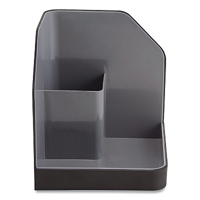 Advantus Fusion Plastic Corner Desktop Supplies Organizer, 2 Compartments, 6.67 x 7.4 x 6.67, Gray/Black, Plastic (38338)