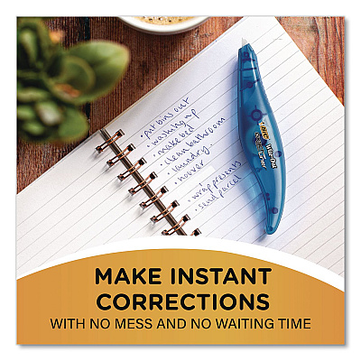 BIC Wite-Out Brand Exact Liner Correction Tape, Non-Refillable, 0.2" x 19.8 ft, White Tape, Translucent Orange Dispenser, 10/Box (WOELP10)