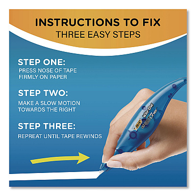 BIC Wite-Out Brand Exact Liner Correction Tape, Non-Refillable, 0.2" x 19.8 ft, White Tape, Translucent Orange Dispenser, 10/Box (WOELP10)