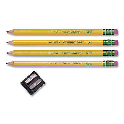 Dixon Ticonderoga My First Wooden Pencil, HB (#2), Black Lead, Yellow Barrel, 4/Pack (33309)