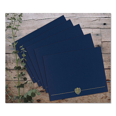 Great Papers Classic Crest Certificate Covers, 9.38 x 12, Navy, 4/Pack (903115)