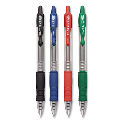 Pilot G2 Premium Gel Pen, Retractable, Ultra-Fine, 0.38 mm, Assorted Ink/Barrel Colors, 4/Pack (31276)