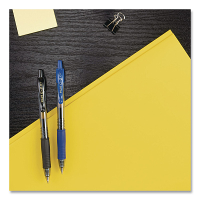 Pilot G2 Premium Gel Pen, Retractable, Fine 0.7 mm, Blue Ink, Smoke/Blue Barrel, 5/Pack (31299)