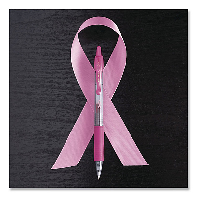 Pilot G2 Premium Breast Cancer Awareness Gel Pen, Retractable, Fine 0.7 mm, Pink Ink, Smoke/Pink Barrel, 2/Pack (31312)