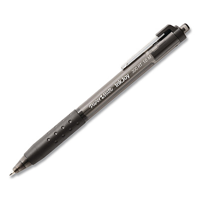 Paper Mate InkJoy 300 RT Ballpoint Pen, Retractable, Medium 1 mm, Black Ink, Black Barrel, 8/Pack (1945920)