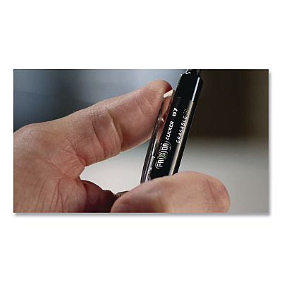 Pilot FriXion Ball Clicker Erasable Gel Pen, Retractable, Fine 0.7 mm, Black Ink, Black Barrel, 3/Pack (31464)