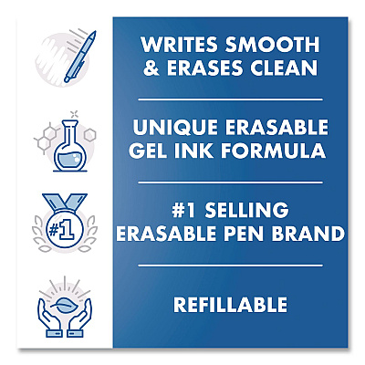 Pilot FriXion Ball Erasable Gel Pen, Stick, Fine 0.7 mm, Black Ink, Black Barrel, 3/Pack (31556)
