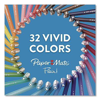 Paper Mate Flair Felt Tip Porous Point Pen, Stick, Medium 0.7 mm, Black Ink, Black Barrel, 4/Pack (8434452PP)