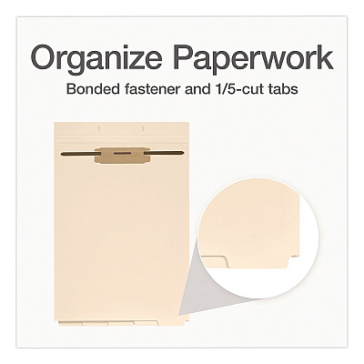 Pendaflex File Divider Set, End Tab: 1/5-Cut, 1 Fastener, Letter Size, Manila, 50/Pack (75600)