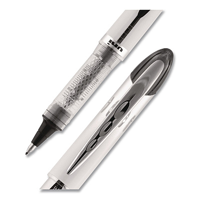 uniball VISION ELITE Rollerball Pen, Stick, Bold 0.8 mm, Black Ink, White/Black/Clear Barrel, 4/Pack (67180)