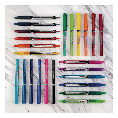 Pilot Precise V5 Rollerball Pen, Stick, Extra-Fine 0.5 mm, Black Ink, Black/Clear Barrel, 5/Pack (26010)