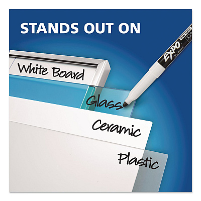 EXPO Dry Erase Marker, Fine Tip, Black, 4/Pack (86661)