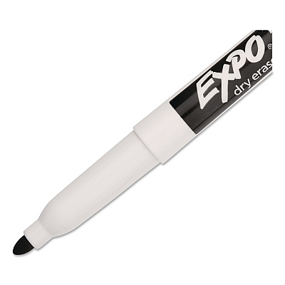 EXPO Dry Erase Marker, Fine Tip, Black, 4/Pack (86661)