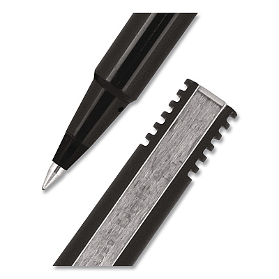uniball Rollerball Pen, Stick, Micro 0.5 mm, Black Ink, Black Barrel (498774)