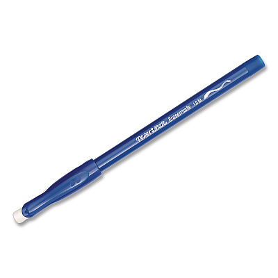 Paper Mate Eraser Mate Ballpoint Pen, Stick, Medium 1 mm, Blue Ink, Blue Barrel, 5/Pack (3153558PP)