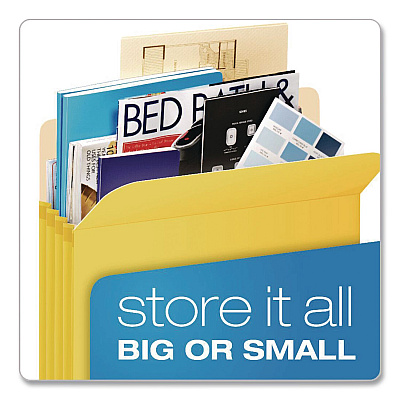 Pendaflex Colored File Pockets, 3.5" Expansion, Letter Size, Yellow (1524EYEL)