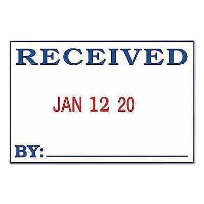 COSCO 2000PLUS 4-In-1 Message Date Stamp, 5 Years, ENTERED/FAXED/PAID/RECEIVED, 1.75 x 1.12, Red/Blue Ink (011035)