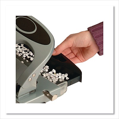 Officemate 45-Sheet Deluxe Desktop 3-Hole Punch, 0.25" Holes, Silver/Navy (90100)