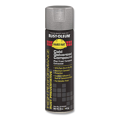 Rust-Oleum Hard Hat High Performance V2100 System Rust Preventive Cold Galvanizing Compound, Flat Gray, 20 oz Aerosol Can, 6/Carton (V2185838CT)