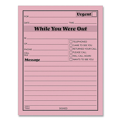 Adams While You Were Out Memo Pad, One-Part (No Copies), 4.25 x 5.5, 50 Forms/Pad, 12 Pads/Pack (9711D)