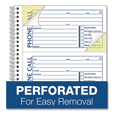 Adams Wirebound Telephone Message Book, Two-Part Carbonless, 4.75 x 2.5, 4 Forms/Sheet, 400 Forms Total, 2/Pack (SC11542D)