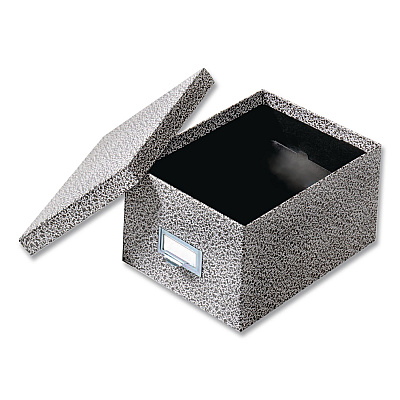 Globe-Weis Index Card File Box with Lift-Off Lid, Holds 1,000 5 x 8 Cards, 8.63 x 11.63 x 6, Black Agate (95BLA)