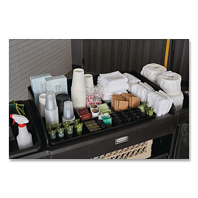 Amenity Organizer for all Rubbermaid Commercial Full Size and Compact Housekeeping Carts, 11 Sections, 18.75 x 3.62, Black (2124078)