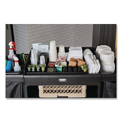 Amenity Organizer for all Rubbermaid Commercial Full Size and Compact Housekeeping Carts, 11 Sections, 18.75 x 3.62, Black (2124078)