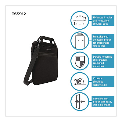 Targus Slipcase Neoprene Laptop Sleeve, 12", 10.25 x 1.2 x 13.5, Black (24344563)