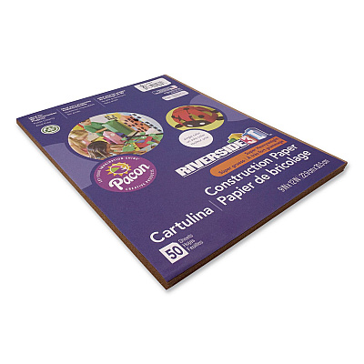 Pacon Riverside Construction Paper, 76 lb Text Weight, 9 x 12, Brown, 50/Pack (103605)