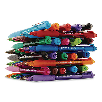 Paper Mate InkJoy 300 RT Ballpoint Pen, Retractable, Medium 1 mm, Black Ink, Black Barrel, 8/Pack (1945920)