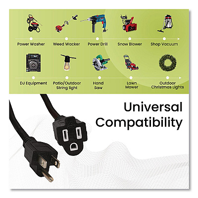 GoGreen Power 16 AWG Outdoor Extension Cord, 8 ft, 13 A, Black (GG13708BK)