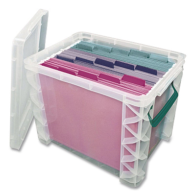 Advantus Super Stacker File and Document Box, Letter Files, 11.25 x 14.5 x 10.5, Translucent White (36872)